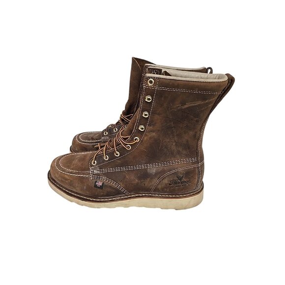 Thorogood Men's 8" Wedge Sole Soft Toe Work Boot (U.S.A.) 814-4178 Brown 12D - Picture 5 of 7